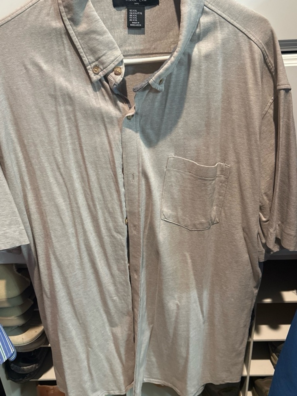 Casual Short-Sleeve Button-Down Shirt in Taupe